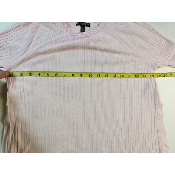 Eileen fisher Italian yarn pink ribbed oversized sweater side slit PS PETITE S - Picture 7 of 7